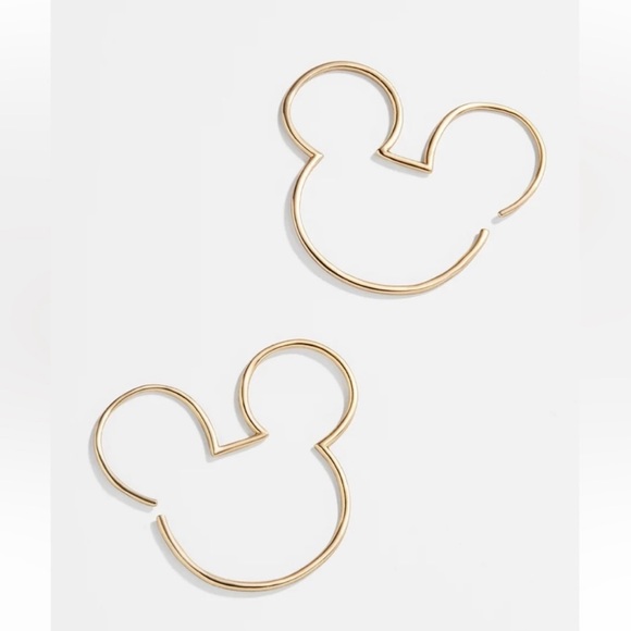 BaubleBar Jewelry - Disney x BaubleBar Gold Mickey Mouse Threader Hoop Earrings NEW